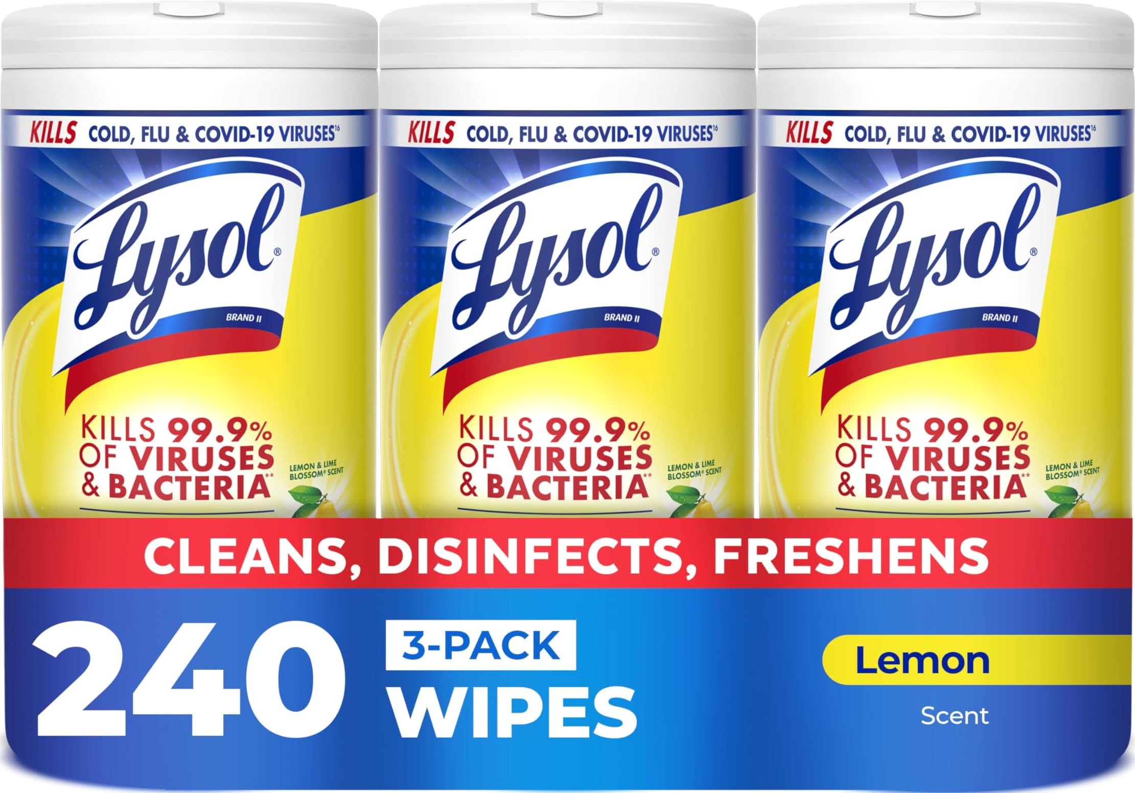 Lysol Disinfecting Wipes, Lemon, 80 ct. (3 Pack)