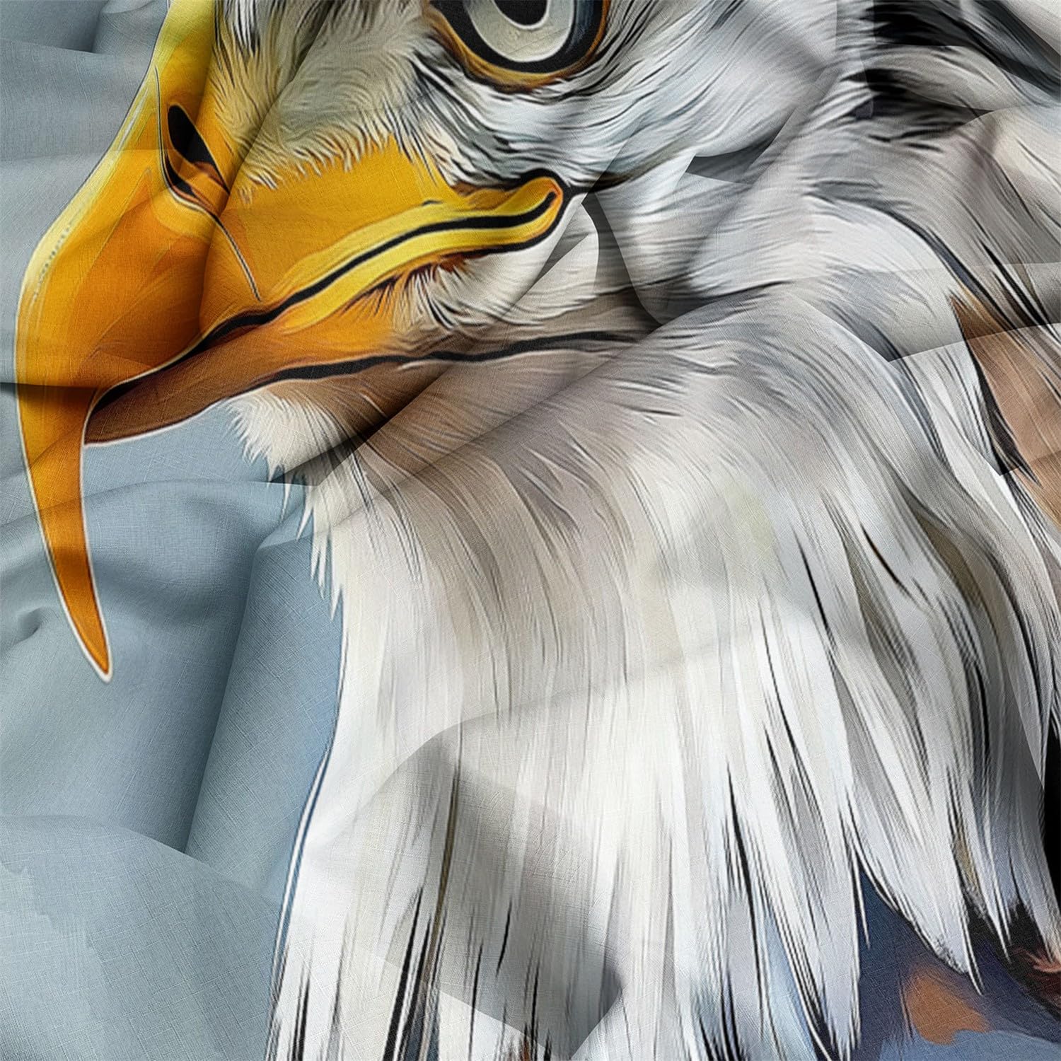 Juego de funda nórdica con estampado Sencillo Pintura Al óleo águila Calva para adultos, adolescentes De Microfibra con Cremallera Gris Funda nórdica Lavable - 230 x 220 cm Ropa de cama