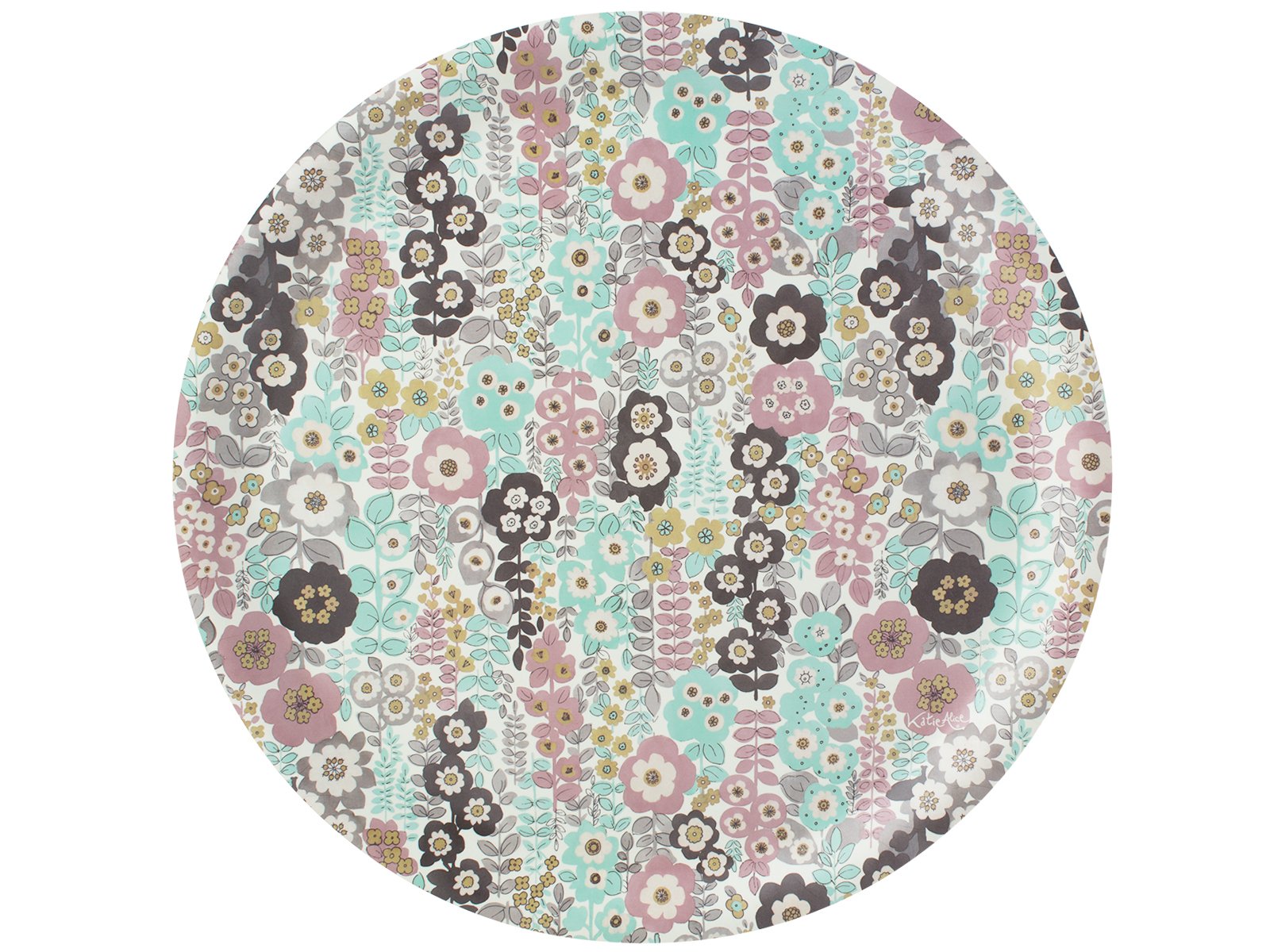Katie Alice Multicolour Pretty Retro Round Serving Tray, 43.5 Cm (17")
