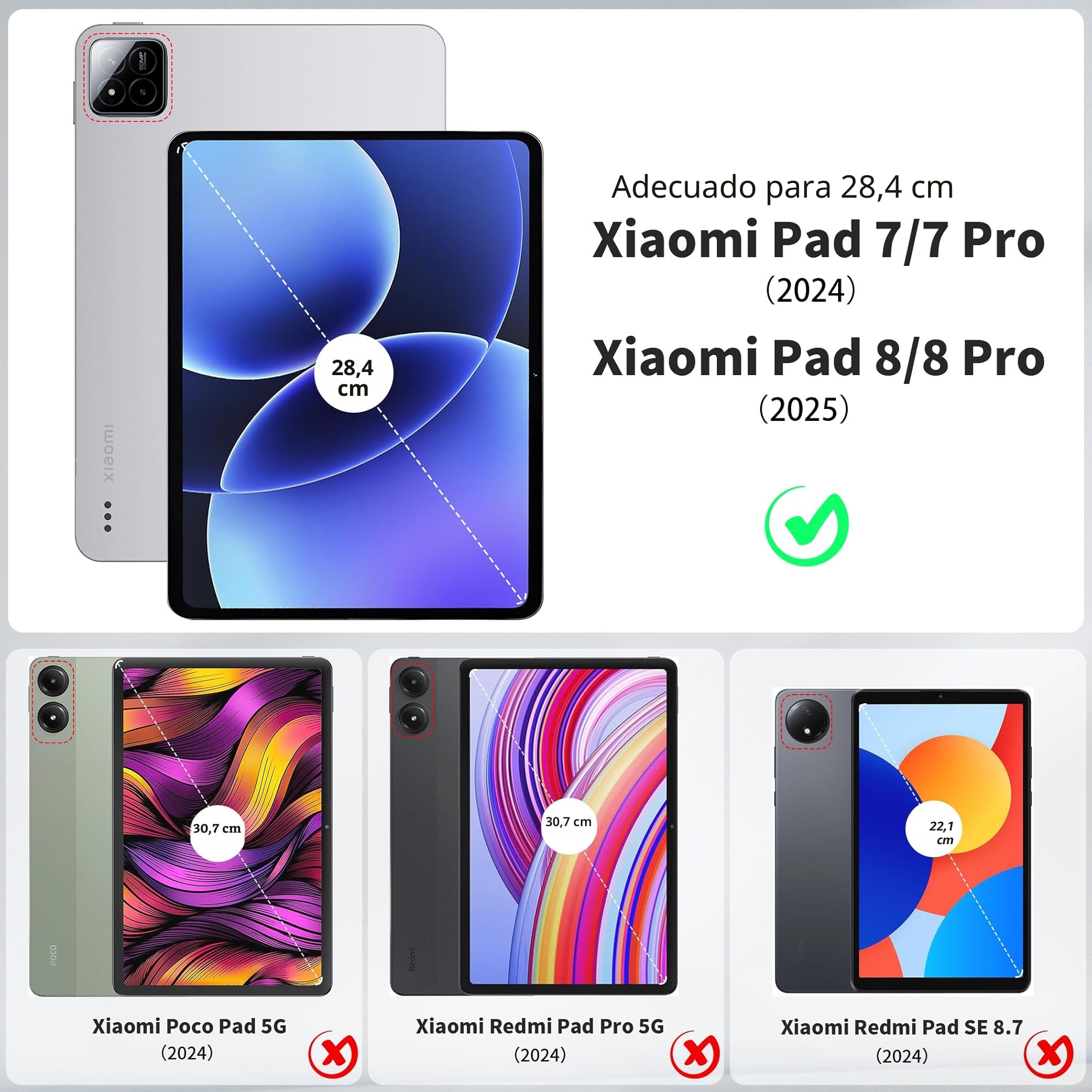 EasyAcc Funda Compatible con Xiaomi Mi Pad 7/ Pad 8/ Pad 7 Pro/Pad 8 Pro(11.2 Pulgadas), con Soporte para Pencil, Carcasa Soporte Rotación de 360 Grados Protectora Respaldo Clara, Negro
