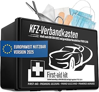 HELDENWERK Car First Aid Kit 2025 Can be Used & Tested (German Road Traffic Regulations Compliant) - Car First Aid Kit DIN 13164 Certified - Car First Aid Kit Bag, First Aid Box