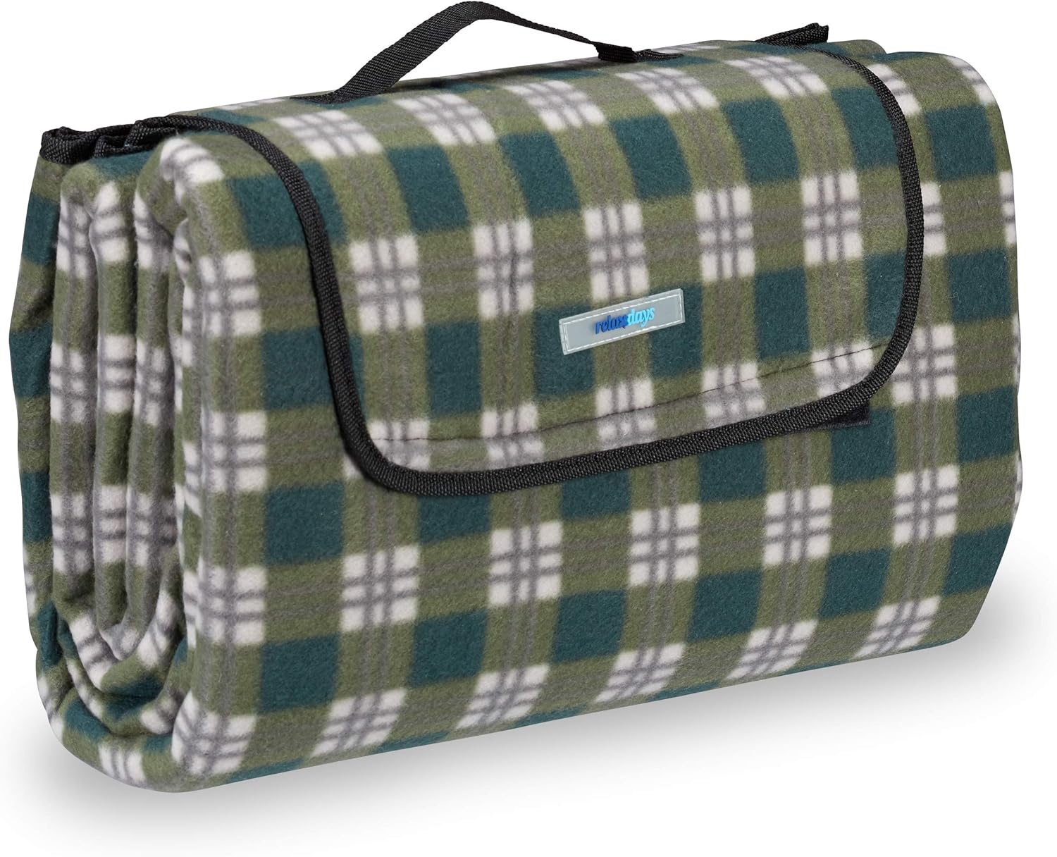 Relaxdays XXL Picnic Blanket, Aluminium Coating, Folding Beach Rug with Handle, 200x200cm cm