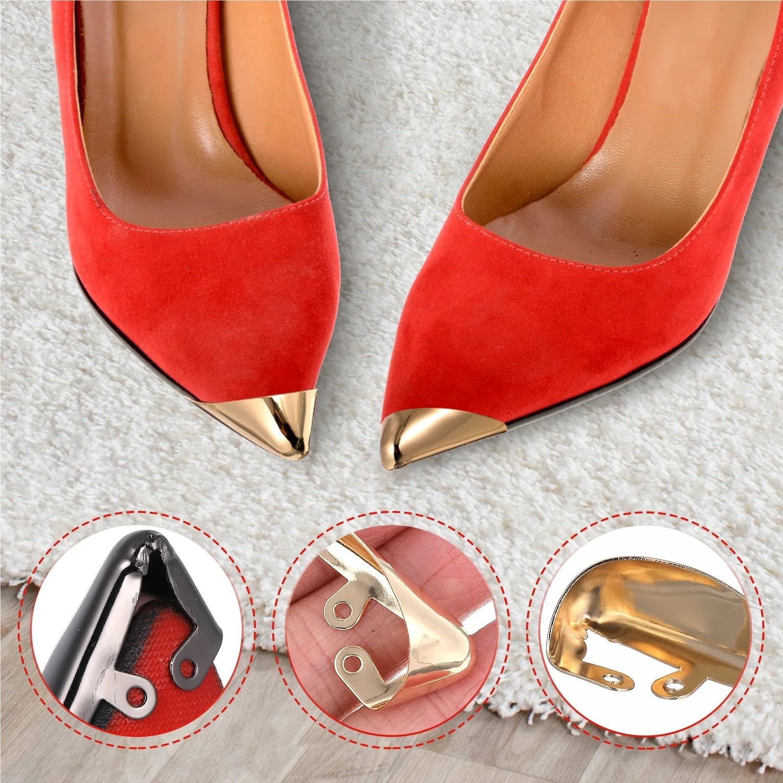 Protector Puntiagudo for Zapatos de Metal, 24 Uds., Cubierta for Dedos tacón Alto, Tapas Resistentes, Accesorio Protector for