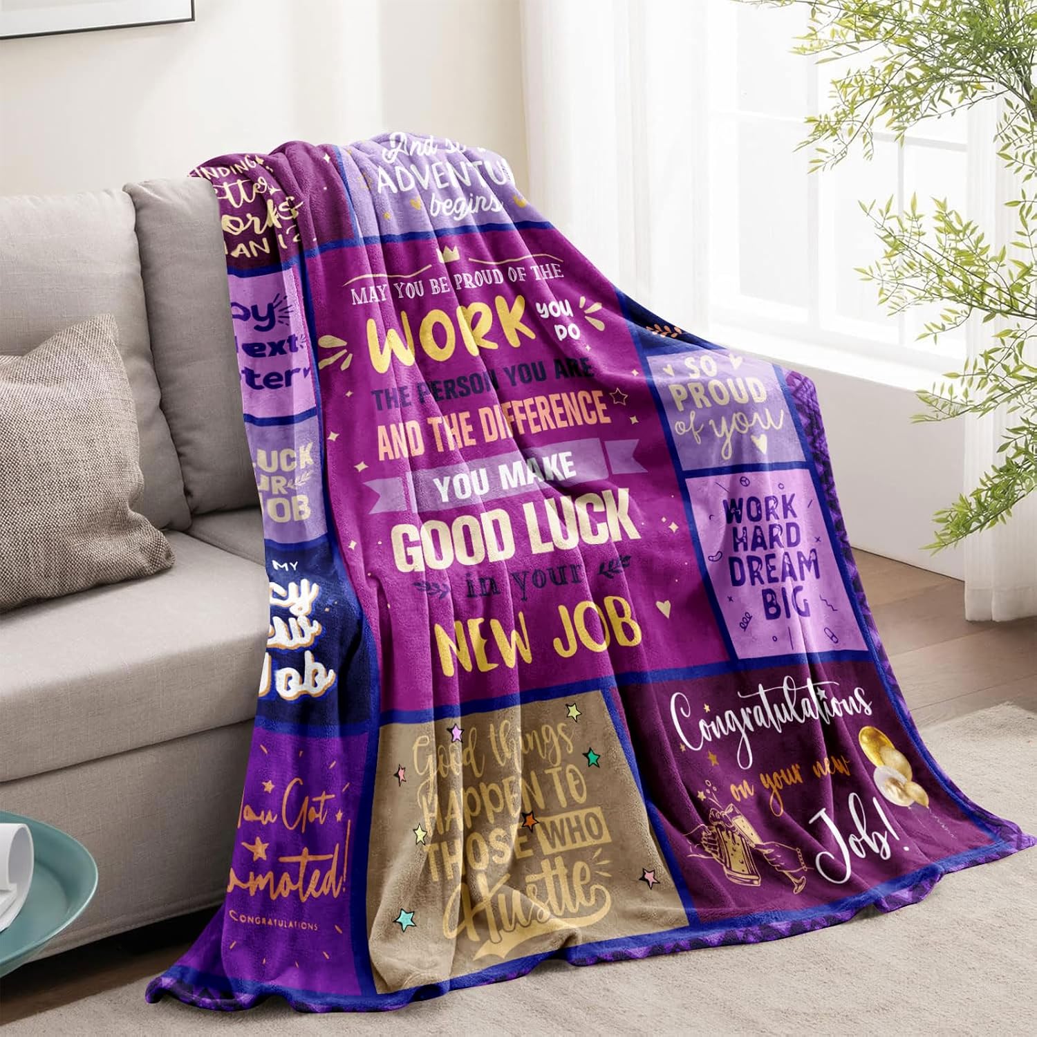New Job Gift for Women, Congratulation Promotion Gifts for Women, New Job Gifts for Her, Gift for Coworker Leaving, Job Promotion Presents Throw Blanket 60" x 50" - Image 5