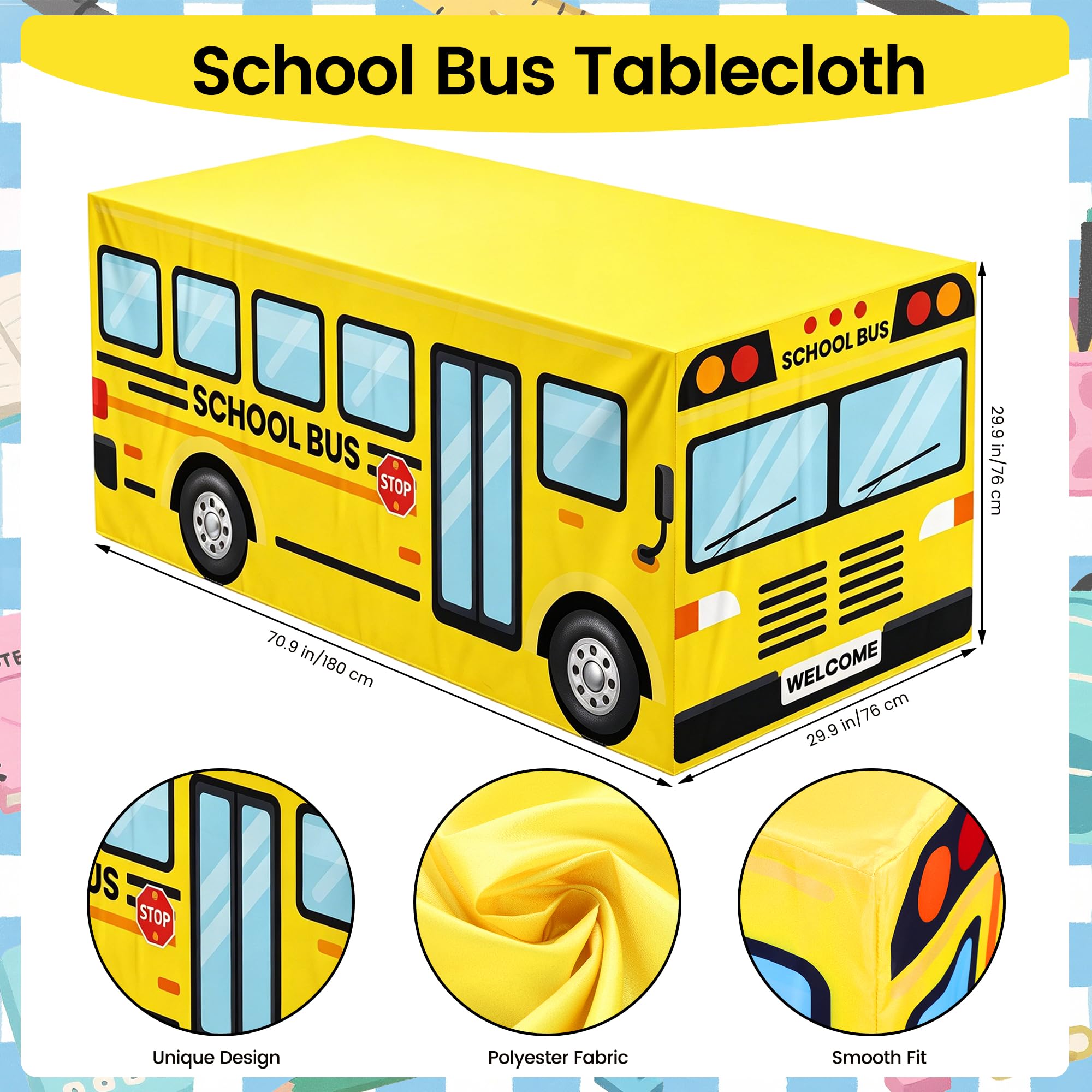 Aneco Kit de decoración de regreso a la escuela, kit de arco de guirnalda de globos con mantel de autobús escolar, cuaderno, telón de fondo, caja ABC inflable para aula, configuración del primer día