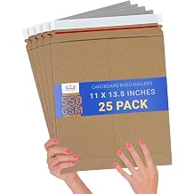 ABC PACK & SUPPLY Rigid Mailers 11 x 13.5 Inch, Brown Cardboard Envelopes, Self Seal Tear Strip, 550 GSM Paperboard, Stay Flat Design, Pack of 25