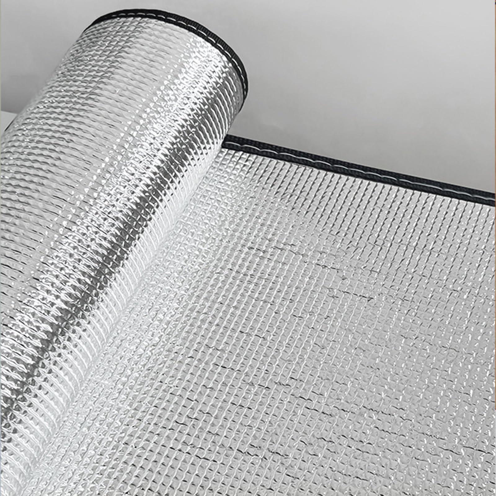 Pellicola Anticalore per Vetri 53 x 190 cm a Doppia Faccia, Schermatura Termica Oscurante in Alluminio, Pellicola Anticalore con Ventose per Appartamento e Camper, Argento