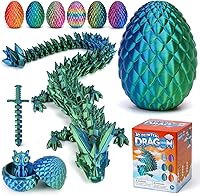 NIUCOO 12" 3D Printed Dragon Egg with Surprise Articulated Crystal Dragon - Fidget Toy, Mystery Easter Basket Stuffers for Kids Boys Girls