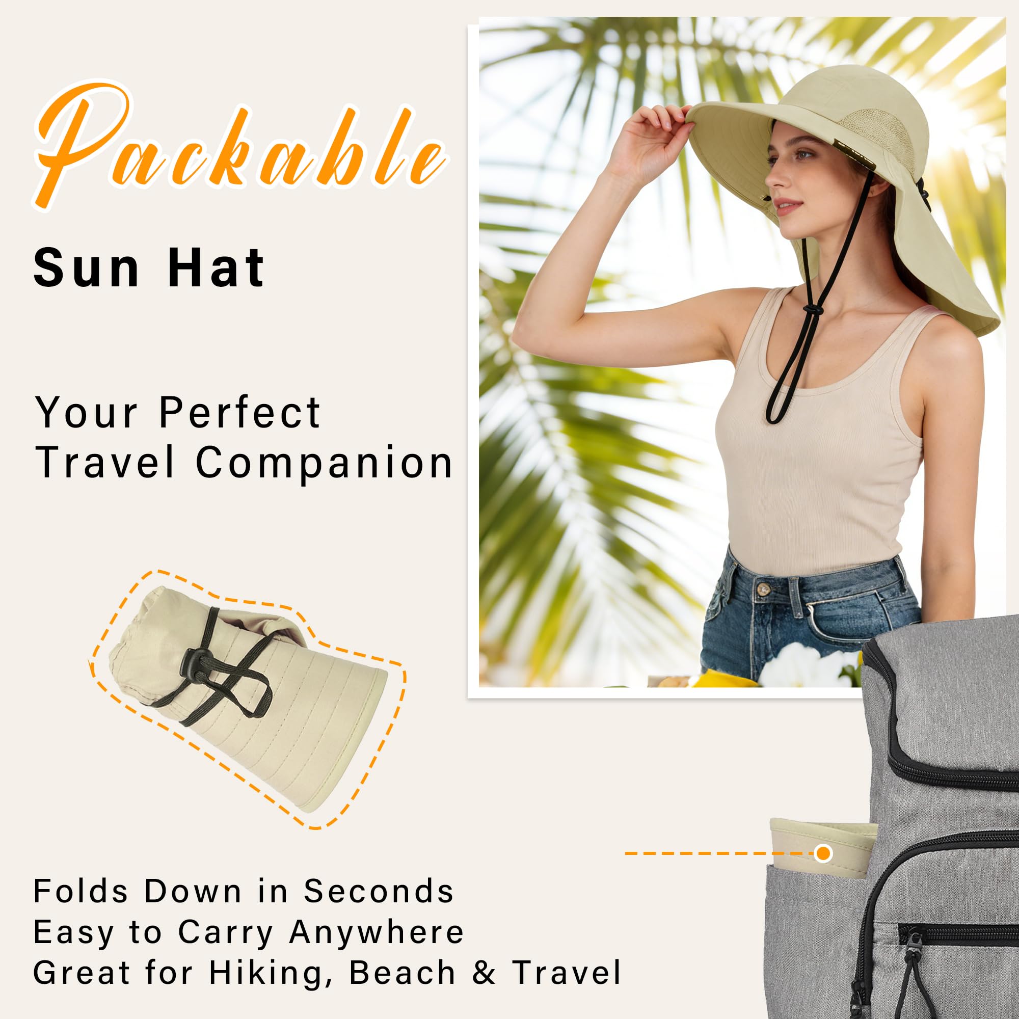 Outdoor Sonnenhut Herren Damen mit Kinnband,Faltbar Breite Krempe Bucket Hut,Summer Cap mit Nackenschutz UPF 50+ UV Schutz für Hiking Safari Strand Wanderhut Anglerhut Gartenhut Sonnenschutz Hut