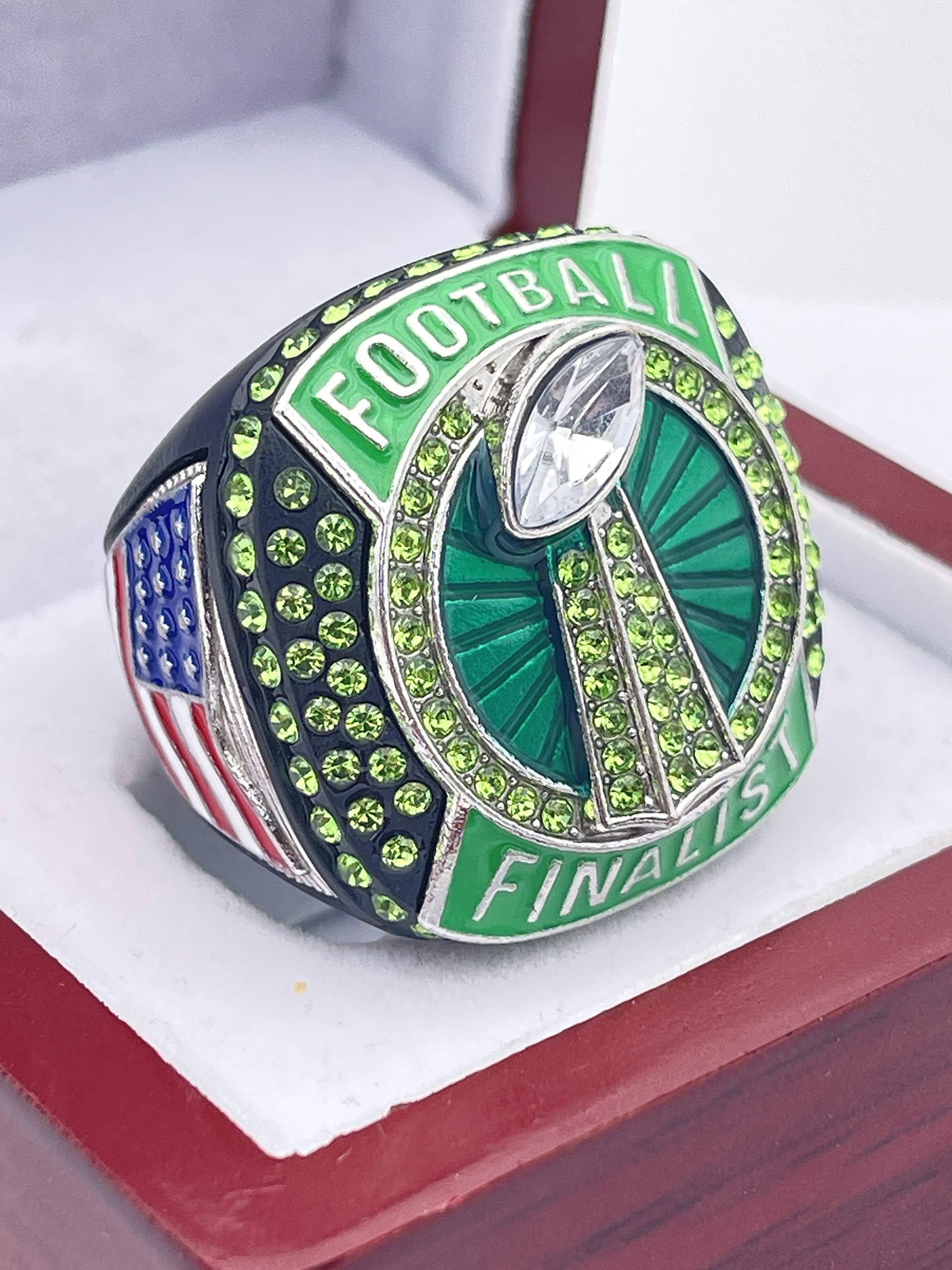 Discount Sports Rings, FOOTBALL FINALIST RING — Player Award, assorted colors and gemstones (Black/Green)