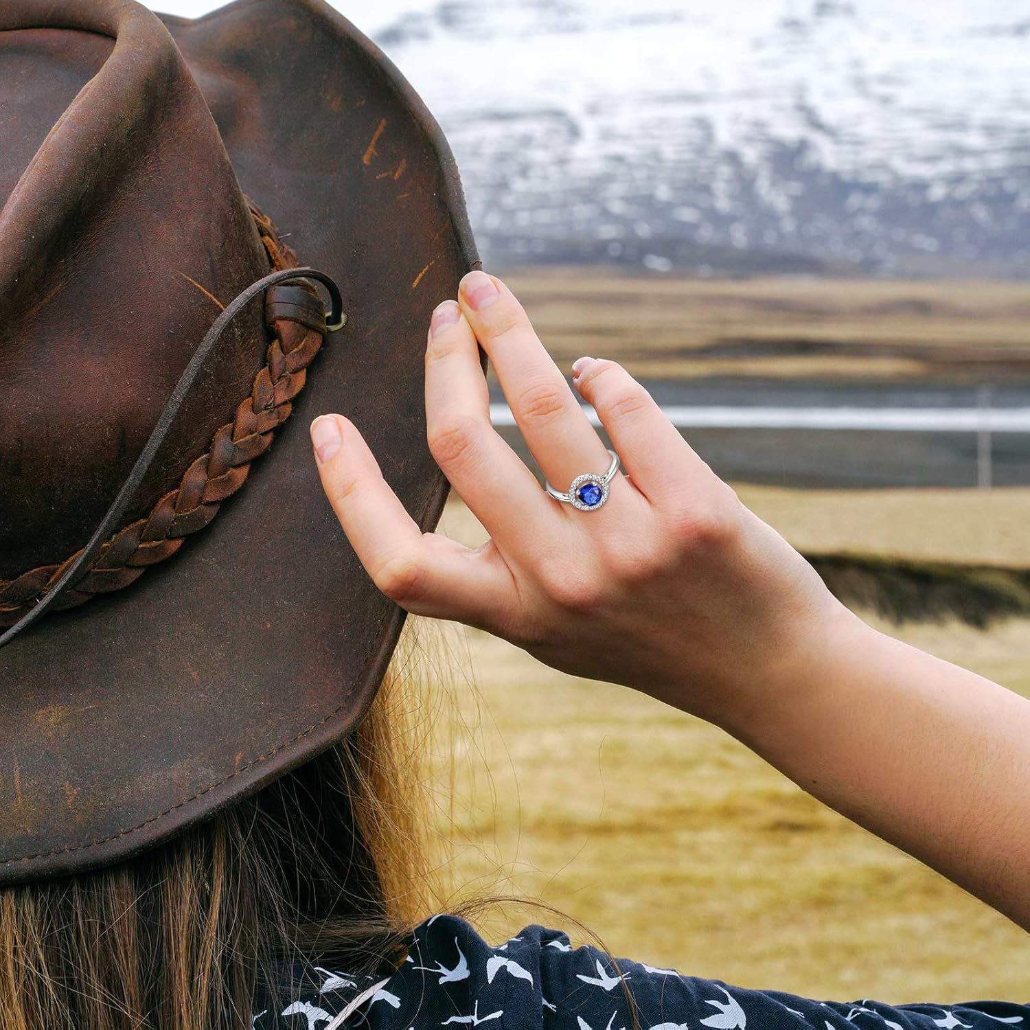 INFUSEU September Birthstone Ring Sapphire Blue Zircon Women Thin Sterling Silver 925 Navy CZ Jewelry Gift Adjustable 7 6 8 Stackable Stacking Birthday Valentines Mothers Day - Image 8