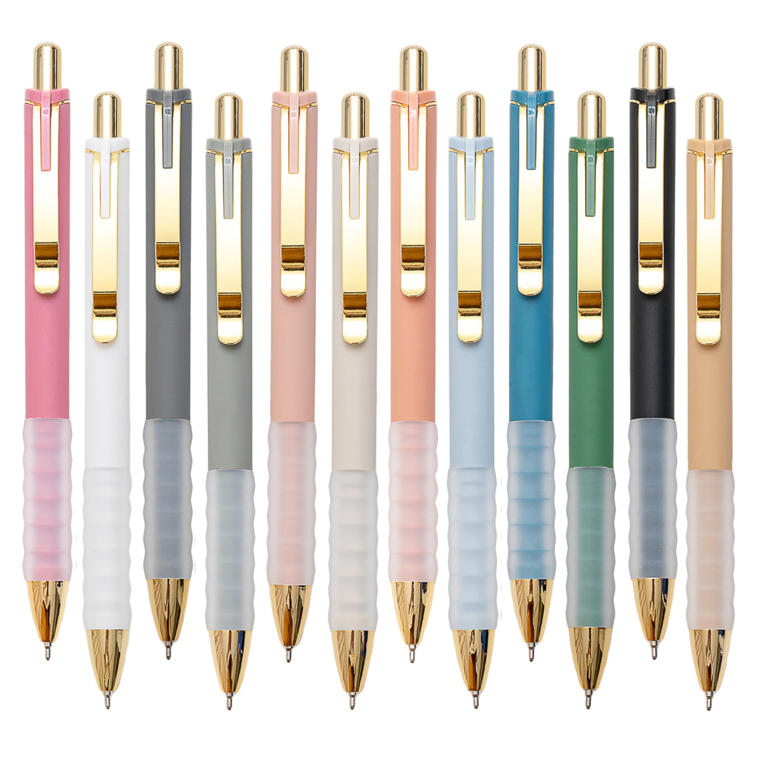 HuoHuair 1.0mm Ballpoint Pens Retractable Cute Black Ink Pens with Silicone Grip Smooth Writing Suitable for Office, Note-taking (12 pcs)