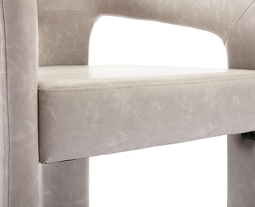 Miniatura 9 de VESCASA Silla de comedor de piel sintética con respaldo abierto, sillón lateral tapizado moderno con 3 patas para cocina, comedor, sala de estar, 1