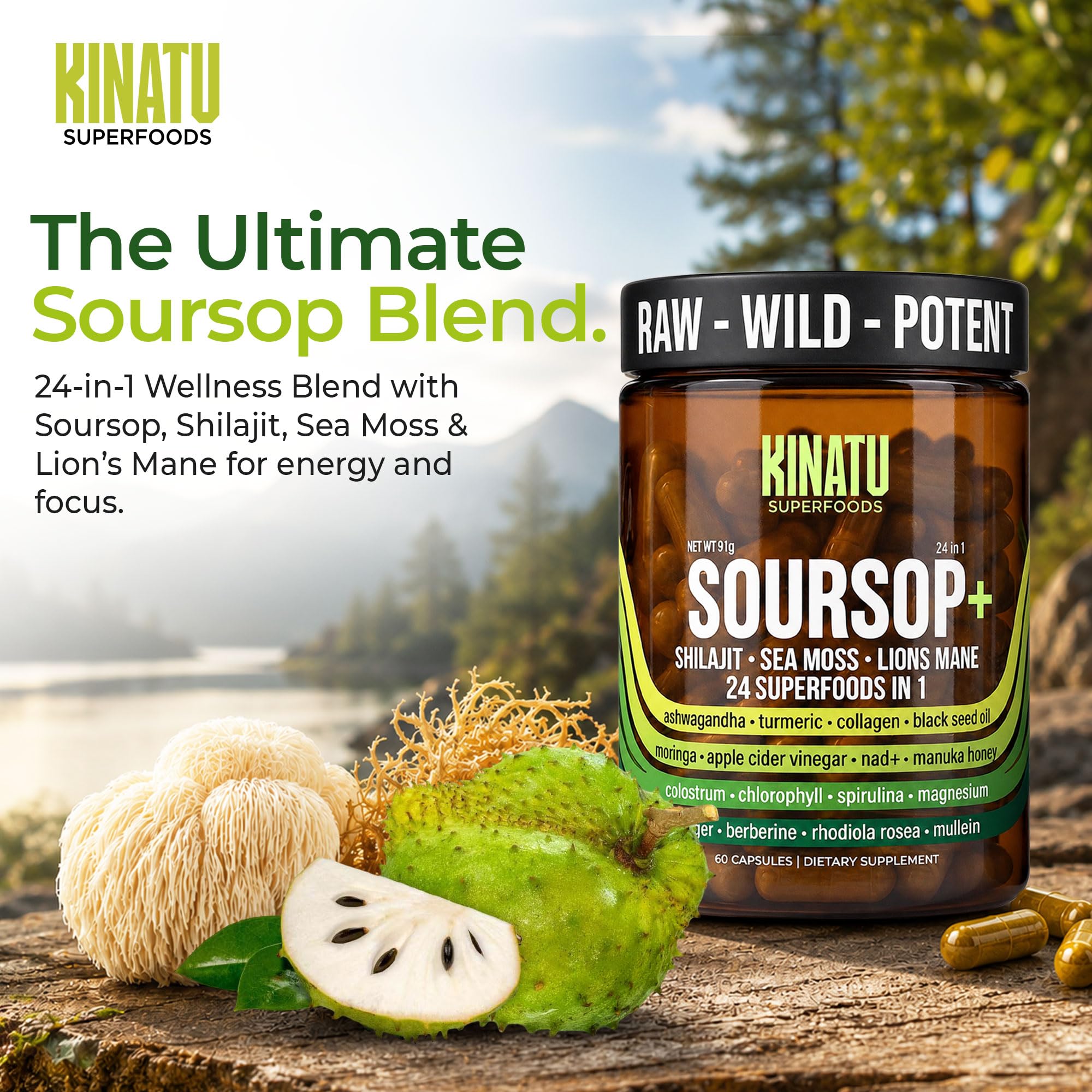 Soursop Capsules, 24 Superfoods in One, Shilajit, Sea Moss, Black Seed — Amazon image 2