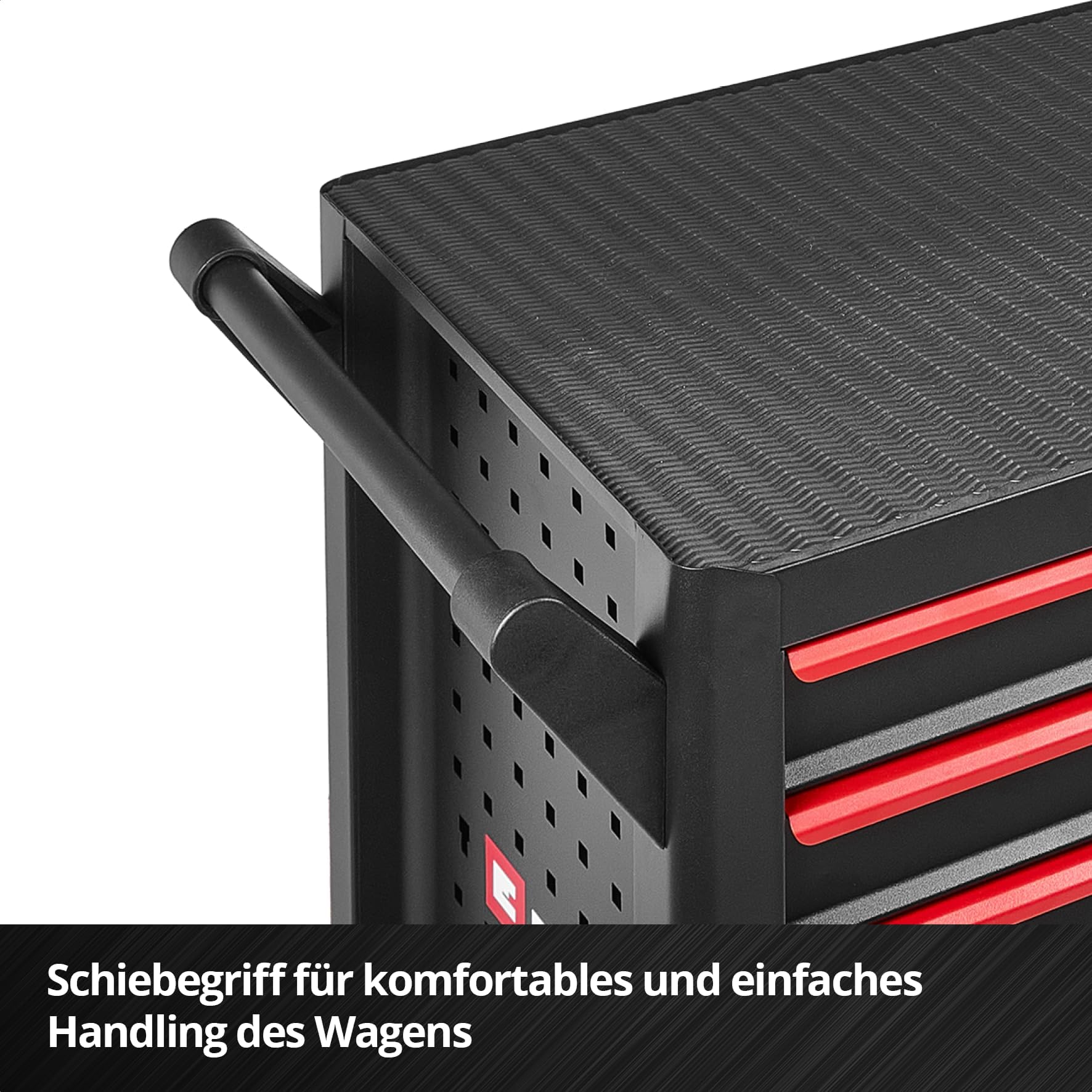 Original Einhell Werkstattwagen leer (6 Schubladen, Interlock-System, kugelgelagerte Führungsschienen, belastbar bis 135 kg, mobil mit Feststellrollen)