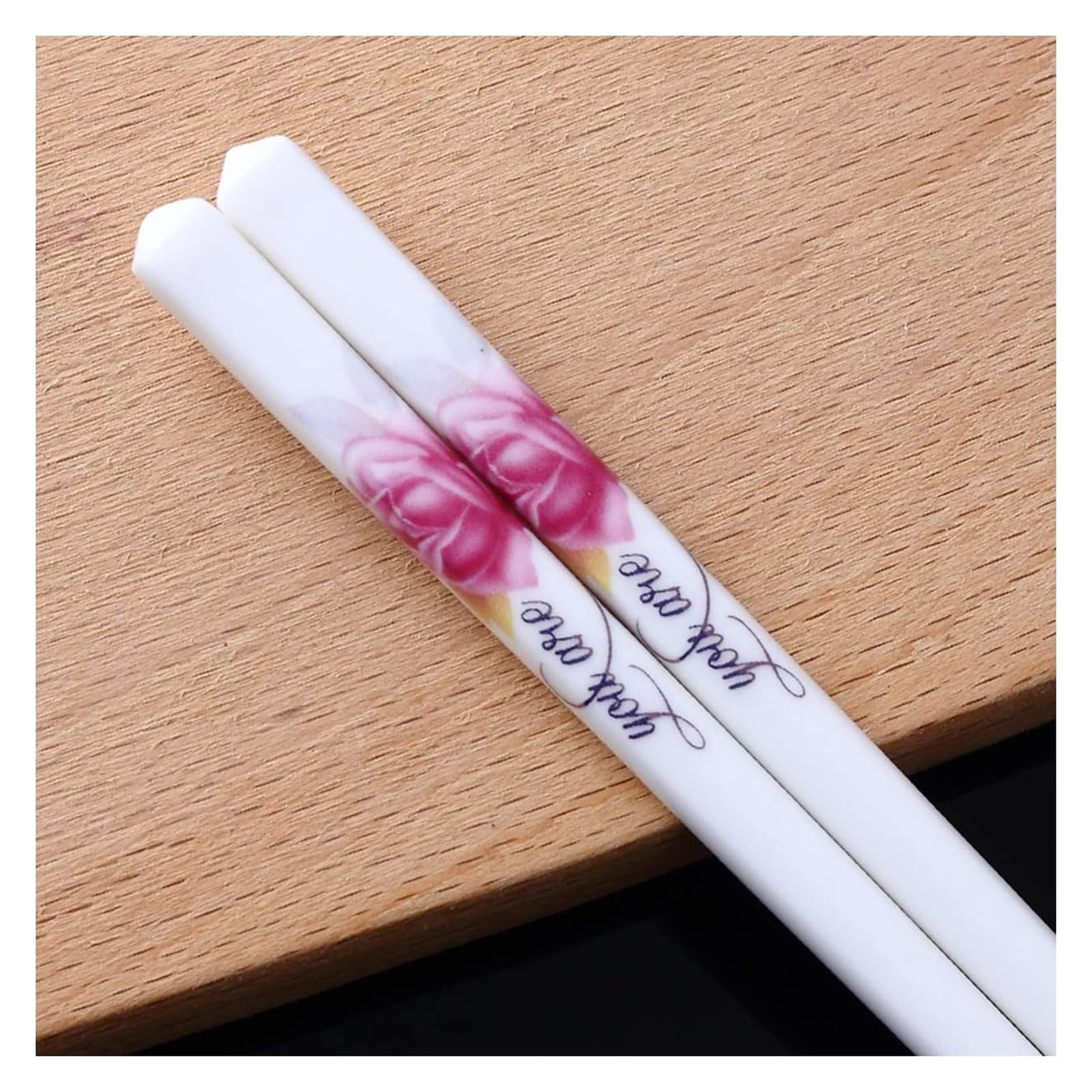 Jeu de baguettes, Coffret cadeau de 5 paires baguettes en porcelaine réutilisables, antidérapantes, chinoises , à sushi japonaises céramique-blanc Q(D)