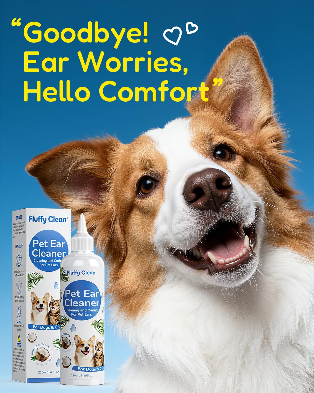 Dog Ear Cleaner - Pet Ear Wash, Flush and Drop Cleaner Solution for Cat & Dog Infection and Itch Relief, Gently Removes Debris, Wax Buildup, Odor - 8 fl oz - image 7