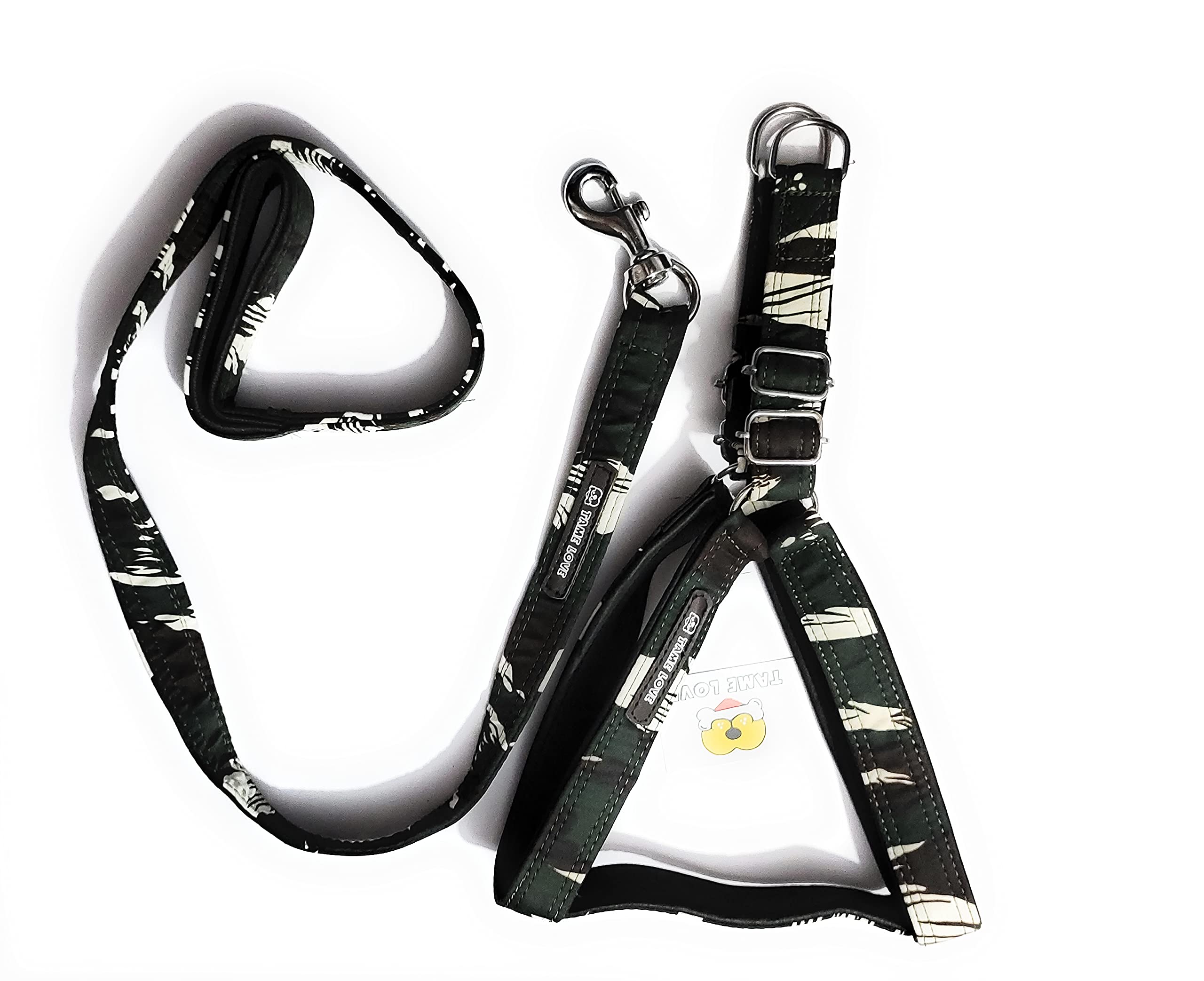 Tame Love™ Combo Army Choke Free and Pulling Free Padded Easy Control Adjustable Chest Belt Harness and Lead Belt for Medium Dog of All Breeds (Black Color - 1 Inch) (B09G1KJ1W5) Amazon Price History, Amazon Price Tracker