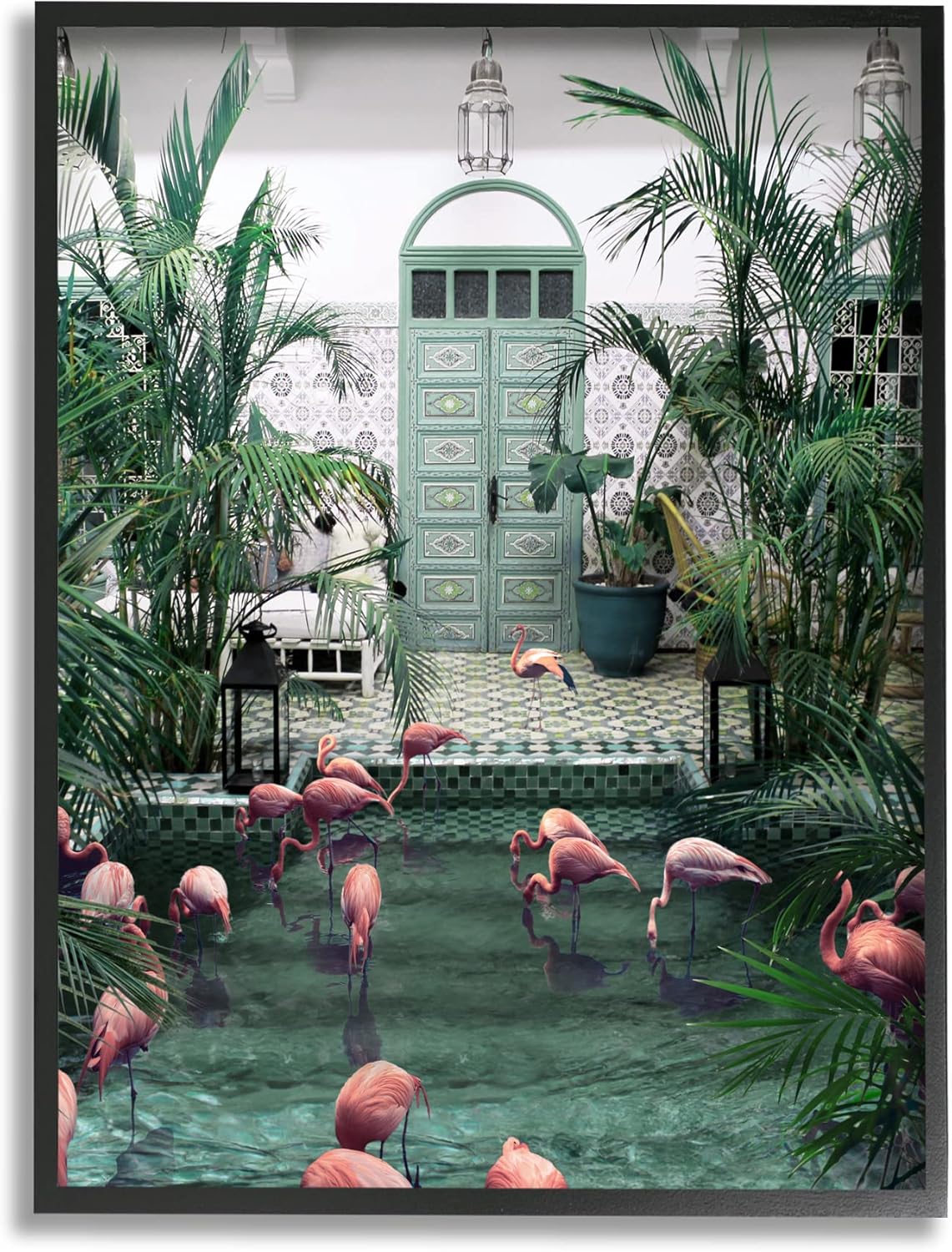 Stupell Industries Tropical Flamingo Pool Resort Framed Wall Art, Design by Ziwei Li