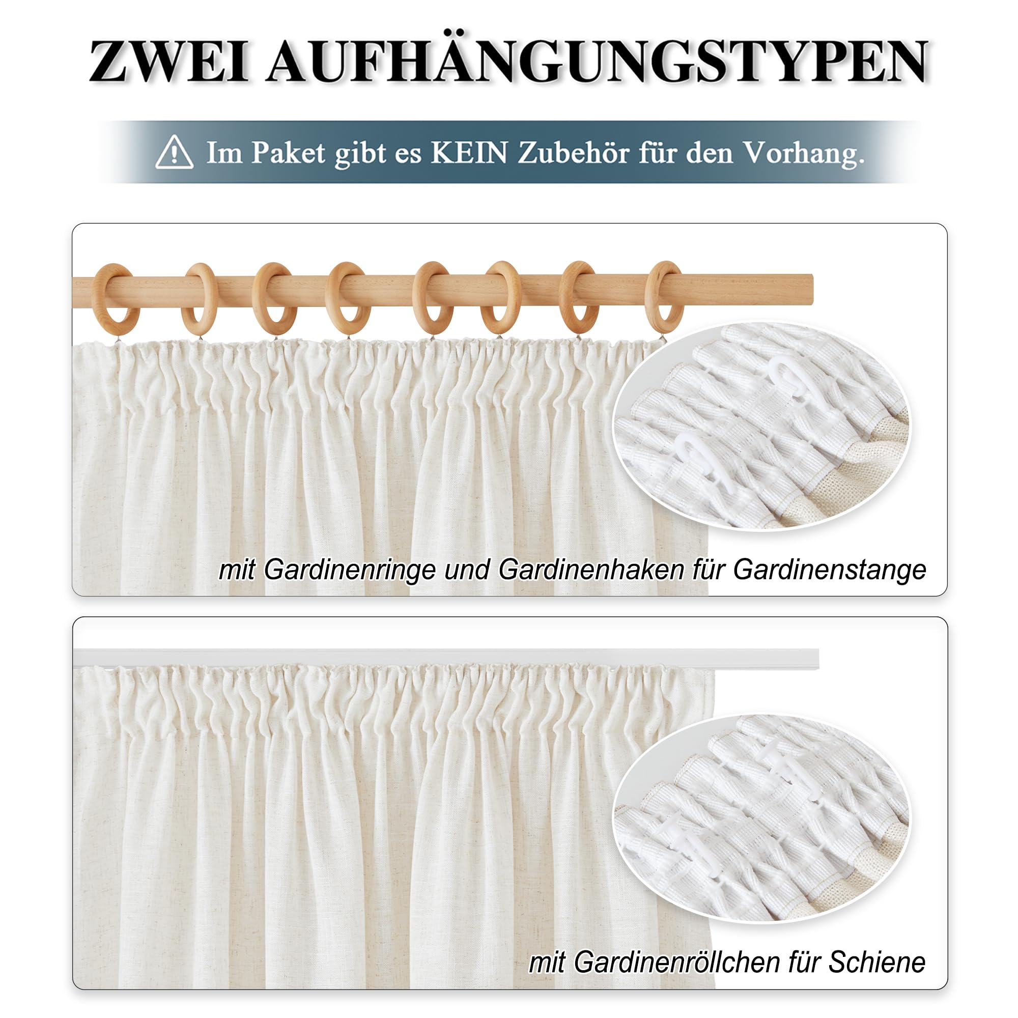 PONY DANCE Tende Lino Soggiorno 2 Pezzi 140x300 cm 200g/m² Semitrasparenti Crema