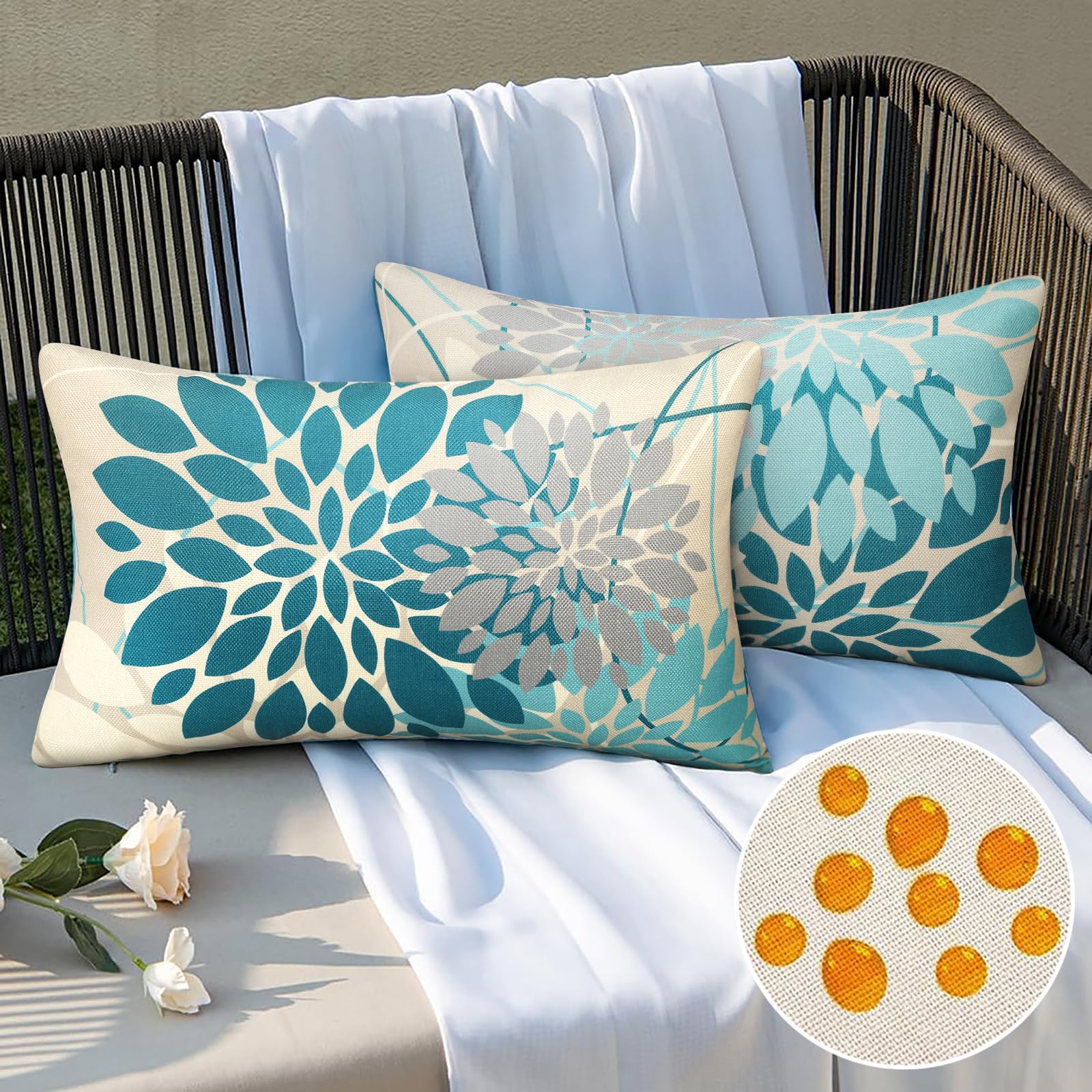 Lot De 4 Housses De Coussin Imperméables 45x45cm - Motif Géométrique - Gris