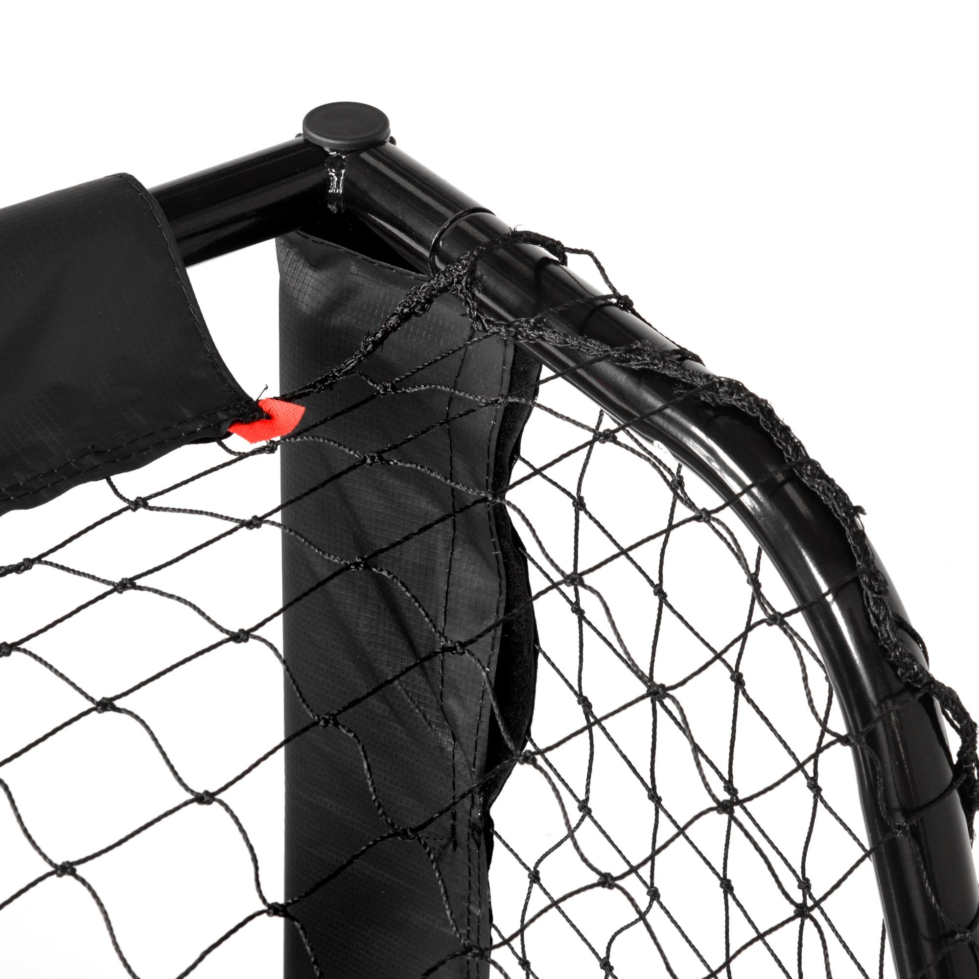 meteor Fußballtor mit Netz und Schaumstoffschutz Schwarz - Kinder Fußballtor für Garten Training drinnen und draußen mit Stahlrahmen Bodenankern und PE Netz