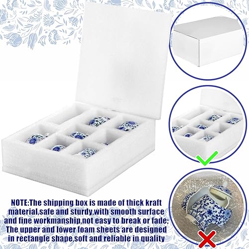 Miniatura 4 de Dandat Juego de 8 jarrones de porcelana china de cerámica azul y blanco floral chino para estantes, centros de mesa, centros de mesa, decoración del