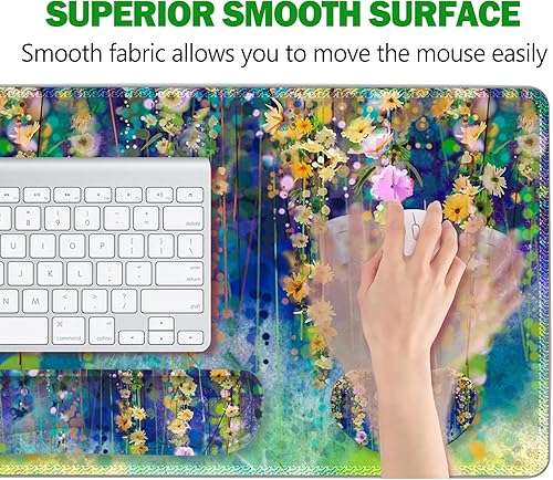 Miniatura 4 de ARTSO Juego de alfombrillas de mouse grandes para juegos, soporte para reposamuñecas para teclado + cojín de muñeca de mouse + alfombrilla de mouse