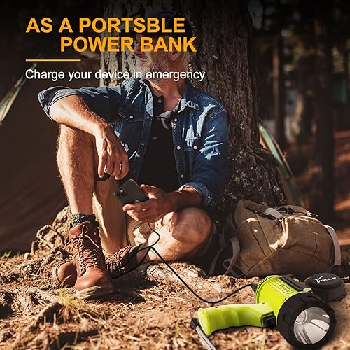 Miniatura 7 de YIERBLUE Linterna de foco recargable con 10000 lúmenes LED, IP67 impermeable, luz de búsqueda de luz de larga duración, resistente a los impactos