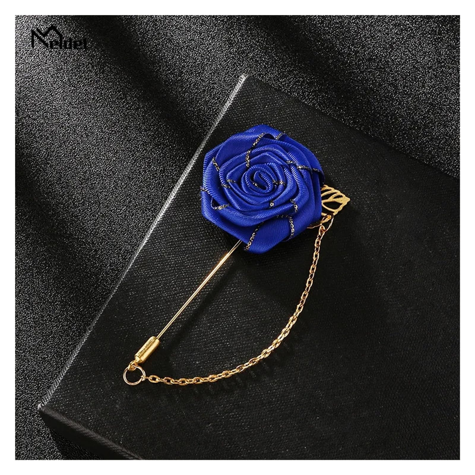 MQFBNNP Wedding boutonniere Groomsmen Lapel Pins Wedding Corsage Boutonniere Pin(Royal blue)