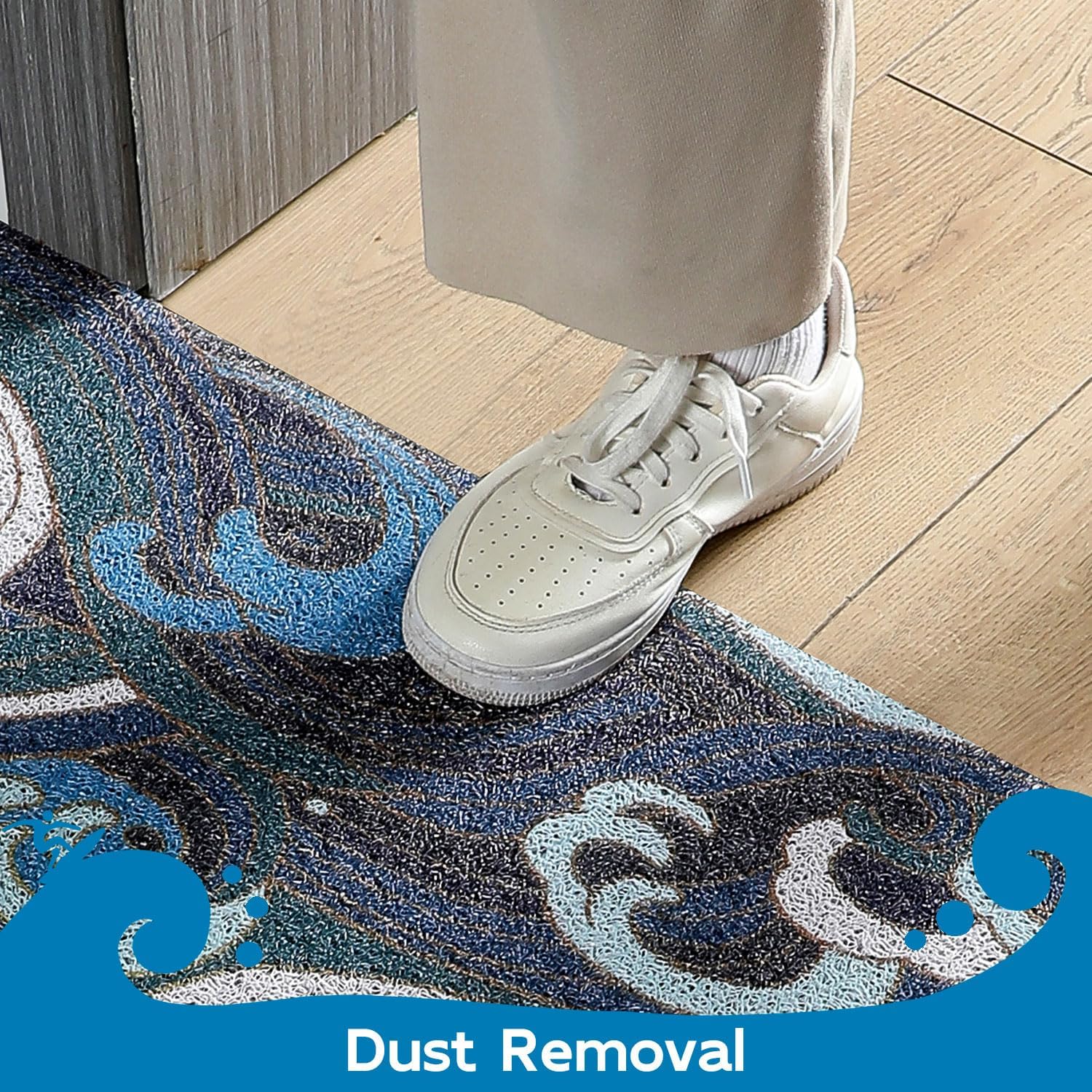 Blue Wave Ocean Mat, Beach Doormat for Entryway, Non-Slip Outdoor Rug, Durable Door Mat with Coastal Design 17.7" x 29.5"