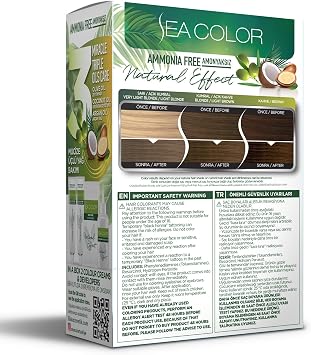 SEA COLOR Non-Ammonia, Vegan, Natural, Nourishing Permanent Hair Dye 100% White Closure (1 PACK 2 x 50 ml Dye & OXIDANT) (Open Brunette 8.0)