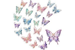 Butterfly Decals for Shoes - 80 Pcs Holographic Glitter Butterfly Stickers Phone Butterfly Stickers