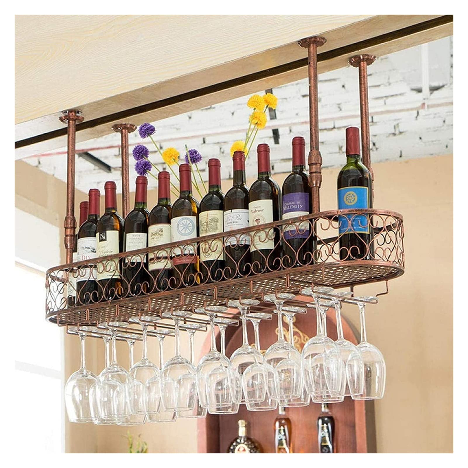 Support de verre suspendu MObyat et casier de rangement pour bouteilles de vin