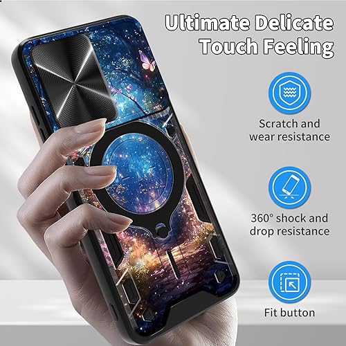 Vista 360 de Funda protectora híbrida para Samsung Galaxy A53 5G de 6.5 pulgadas y anillo giratorio de 360 grados, función atril, híbrida, de doble capa