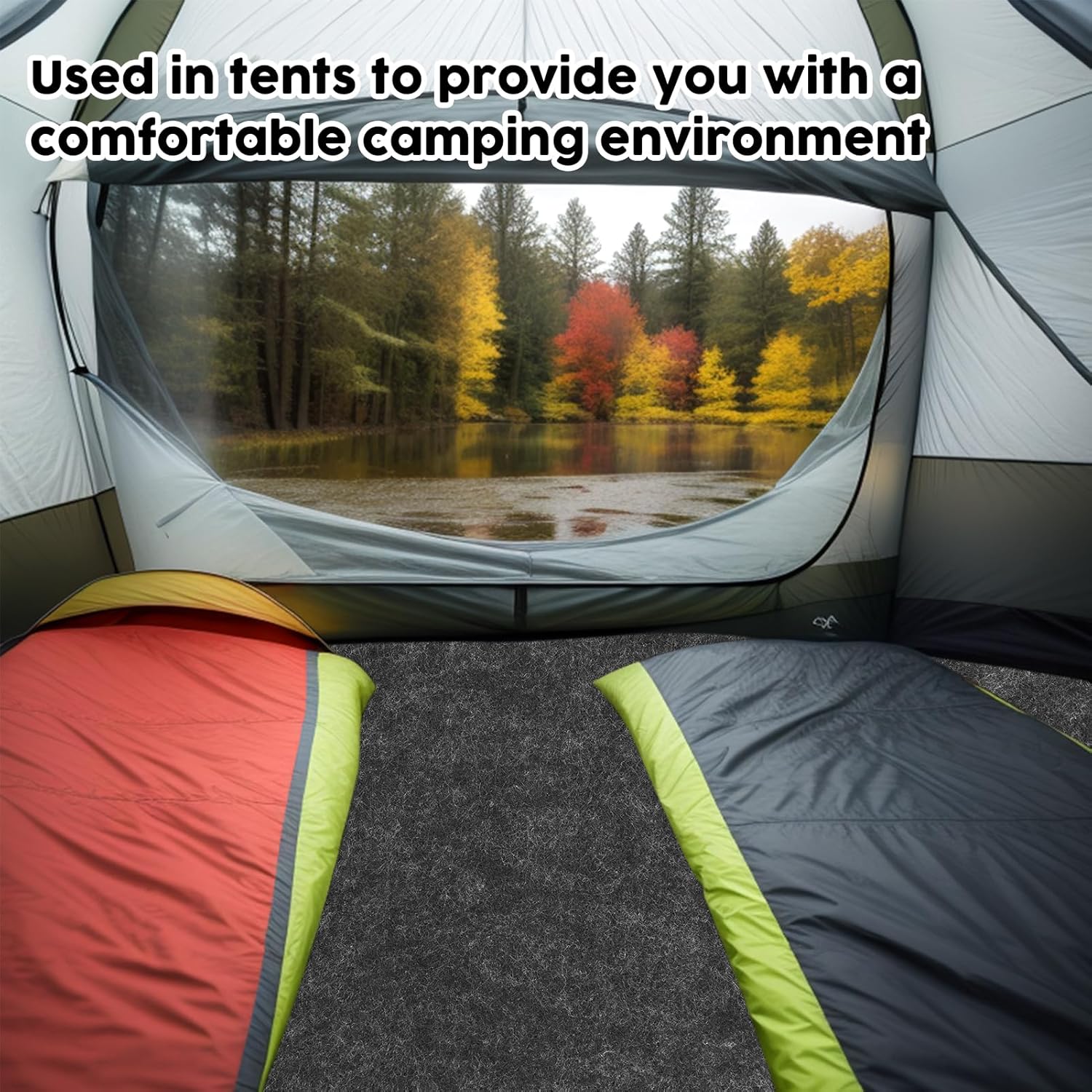 CIEOVO Camping Tent Carpet Mat, 6 x 6 Ft Waterproof Rug for Outdoor Use, Dark Gray