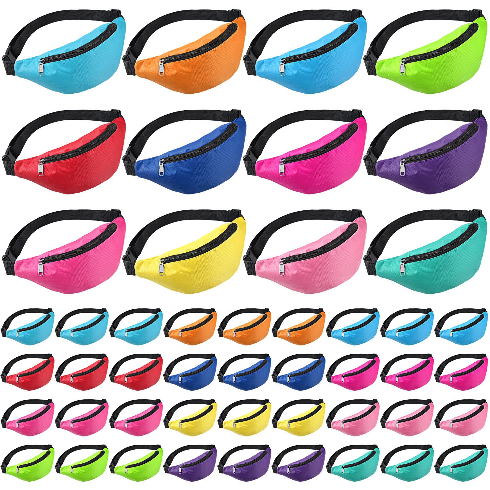 48 Stück Neon-Gürteltasche, verstellbare Hüfttasche, Gürteltasche, Training, Laufen, Hüfttasche für Reisen, Party, Festival, Laufen, Wandern, 12 Farben, Mehrfarbig, Gürteltasche