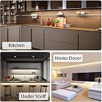 Éclairage LED sous cabinet MYPLUS, kit de bandes lumineuses LED de 16,4 pi avec contrôle de variation pour cuisine, cabinet, étagère, comptoir, chambre et décoration, blanc chaud 3000K, 1050LM