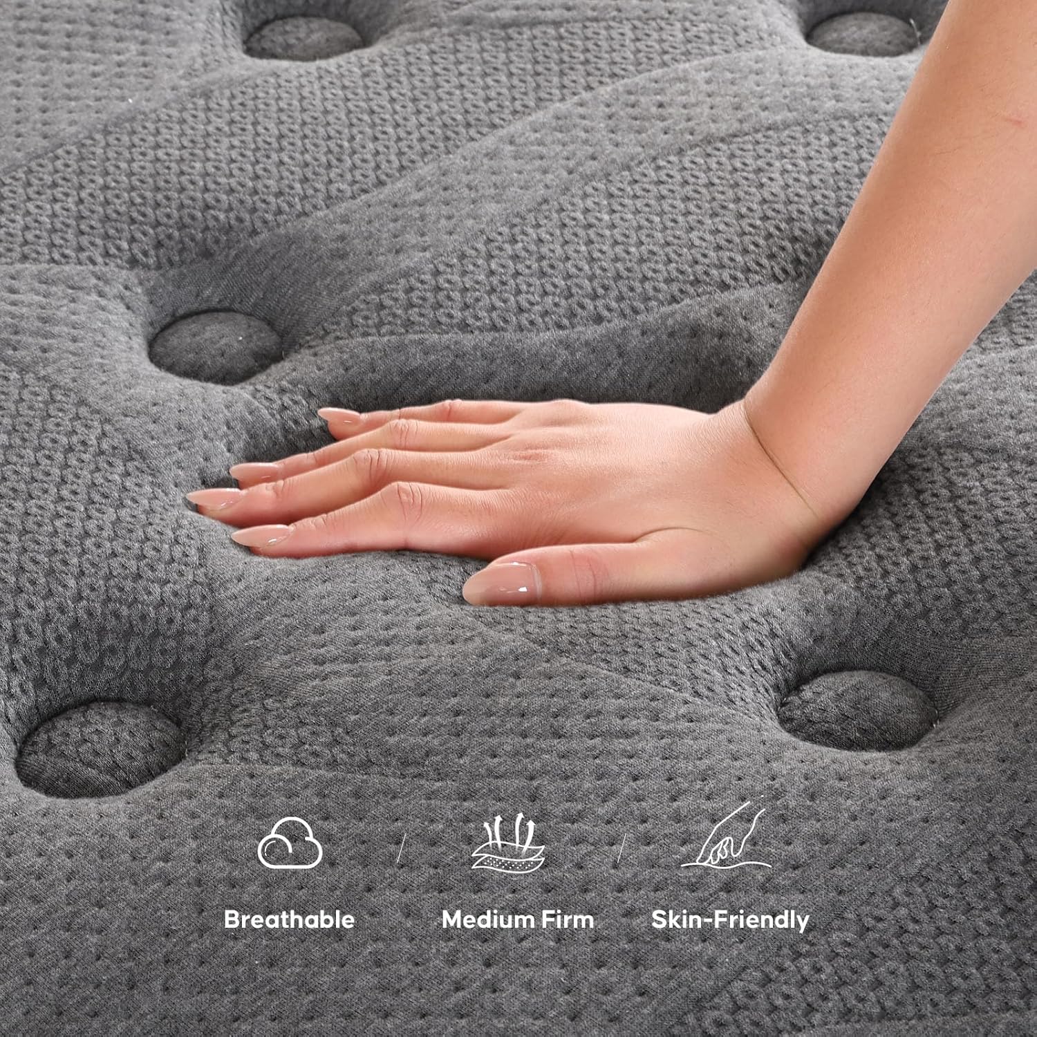 Queen Mattress 12 Inch Queen Size Mattress in a Box Upgrade Pocket Springs，Medium Firm, Breathable Comfort Pressure Relief, Motion Isolation CertiPUR-US Certified