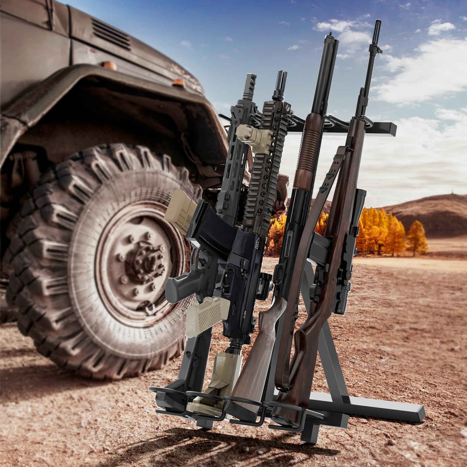 Shooting Racks Snapklik.com : Gun Rack, Portable Folding Rifle Rack Stand, Vertical ...