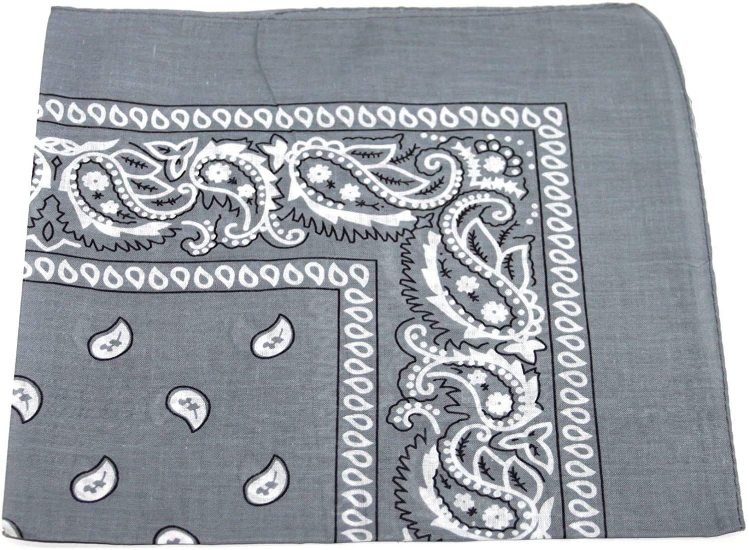 Macahel Cotton Paisley Design Kerchief/Bandana (Grey)