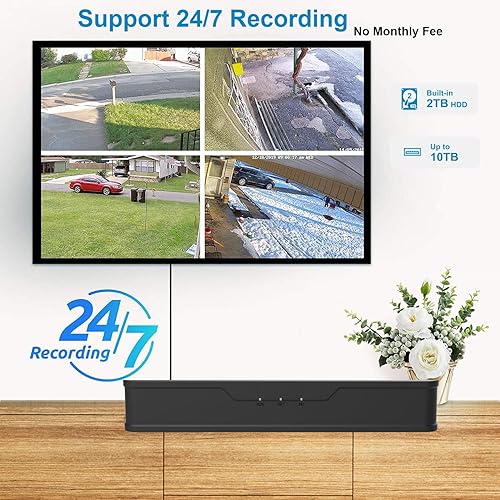 Miniatura 4 de Sistema de cámara de seguridad IP PoE de 8 canales, 6 cámaras IP PoE a todo color con cable de 6 MP para exteriores con detección humana, NVR 4K 8MP