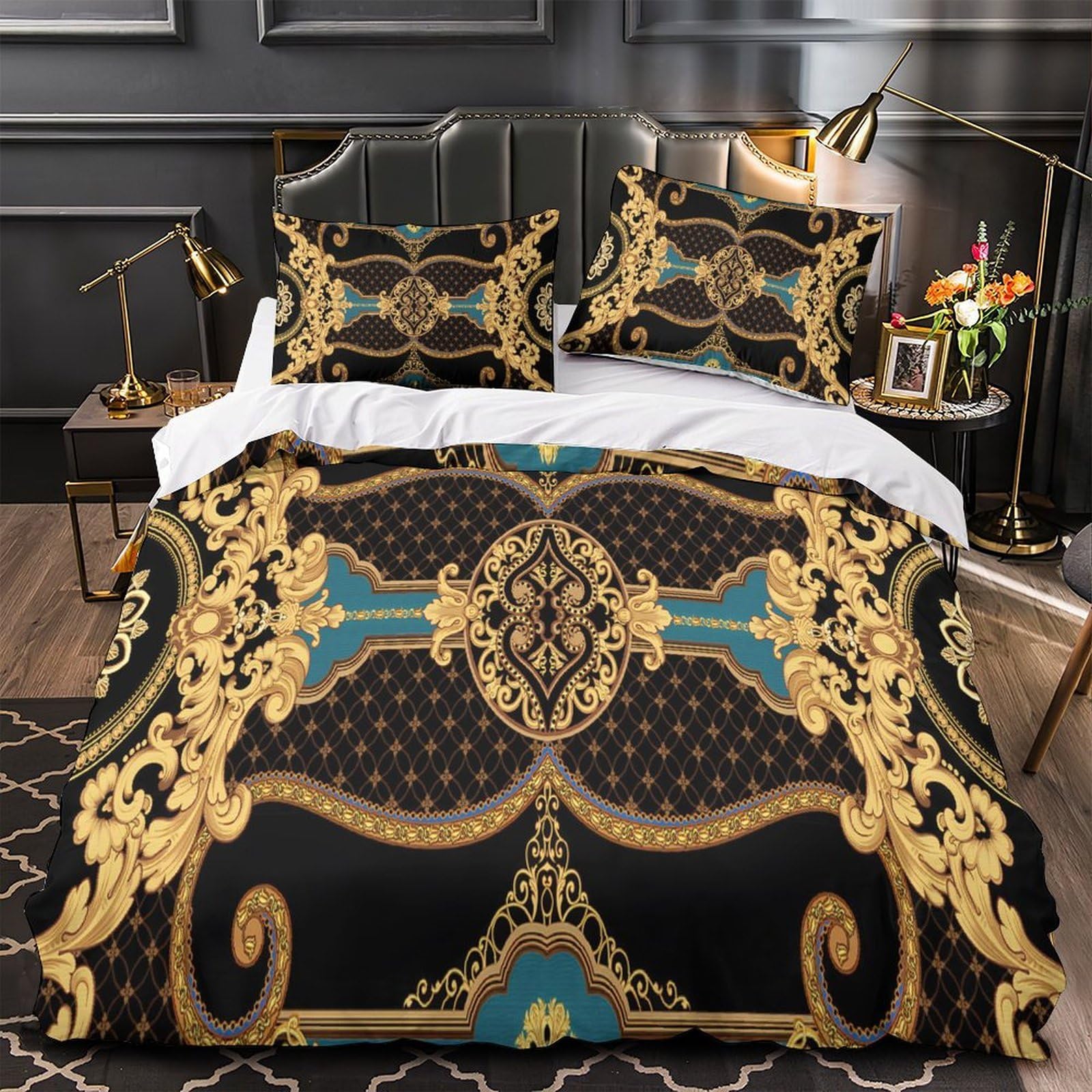 Parure de lit baroque housse de couette 3D microfibre 135x200