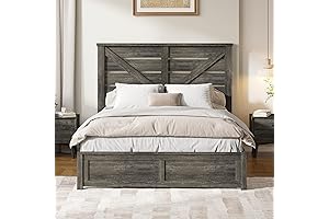 Full Size Farmhouse Grey Wooden Bed Frame