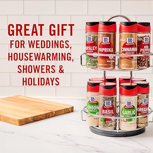 Miniatura 4 de McCormick Spice Rack, Two Tier Chrome, Featuring 16 Herbs & Spices for Everyday Cooking, Great Gift for Housewarming, Wedding & Bridal Shower, 26.09