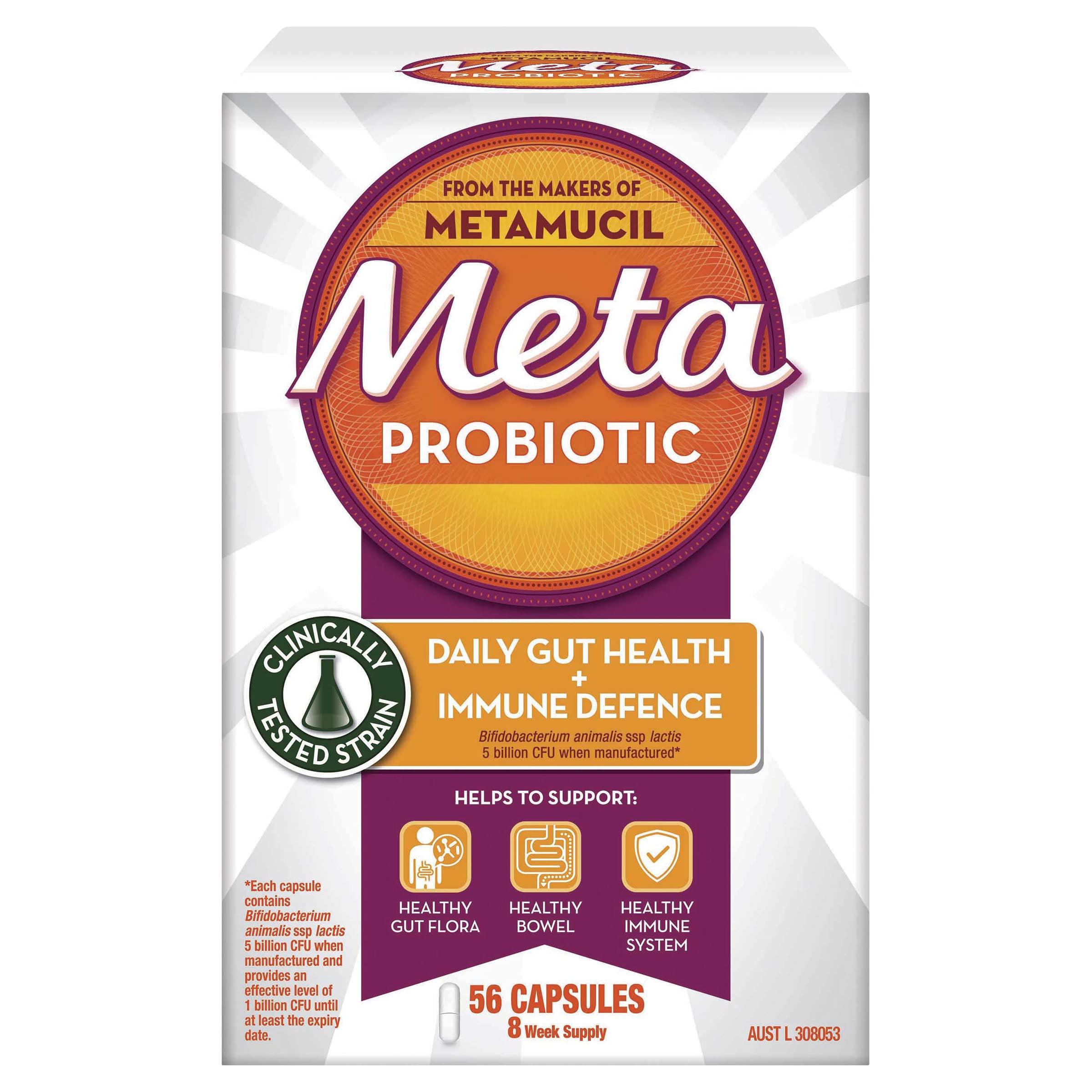 Buy Metamucil Probiotic Daily Gut Health + Immune Defence Capsules, 56