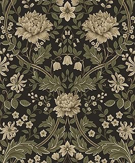 NextWall Honeysuckle Trail Floral Vintage Peel and Stick Wallpaper (Brow...
