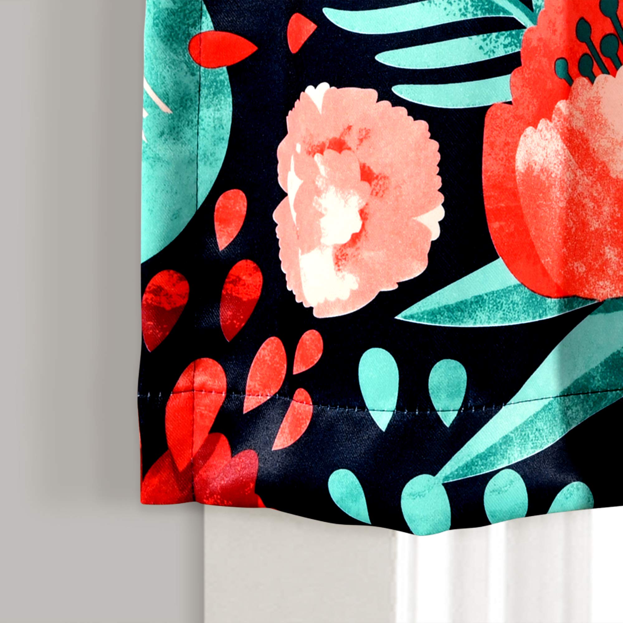 Lush Decor Poppy Garden Light Filtering Window Curtain Valance, 18" L x 52" W, Navy, W 18" x L 52" (1 Panels) - Image 3