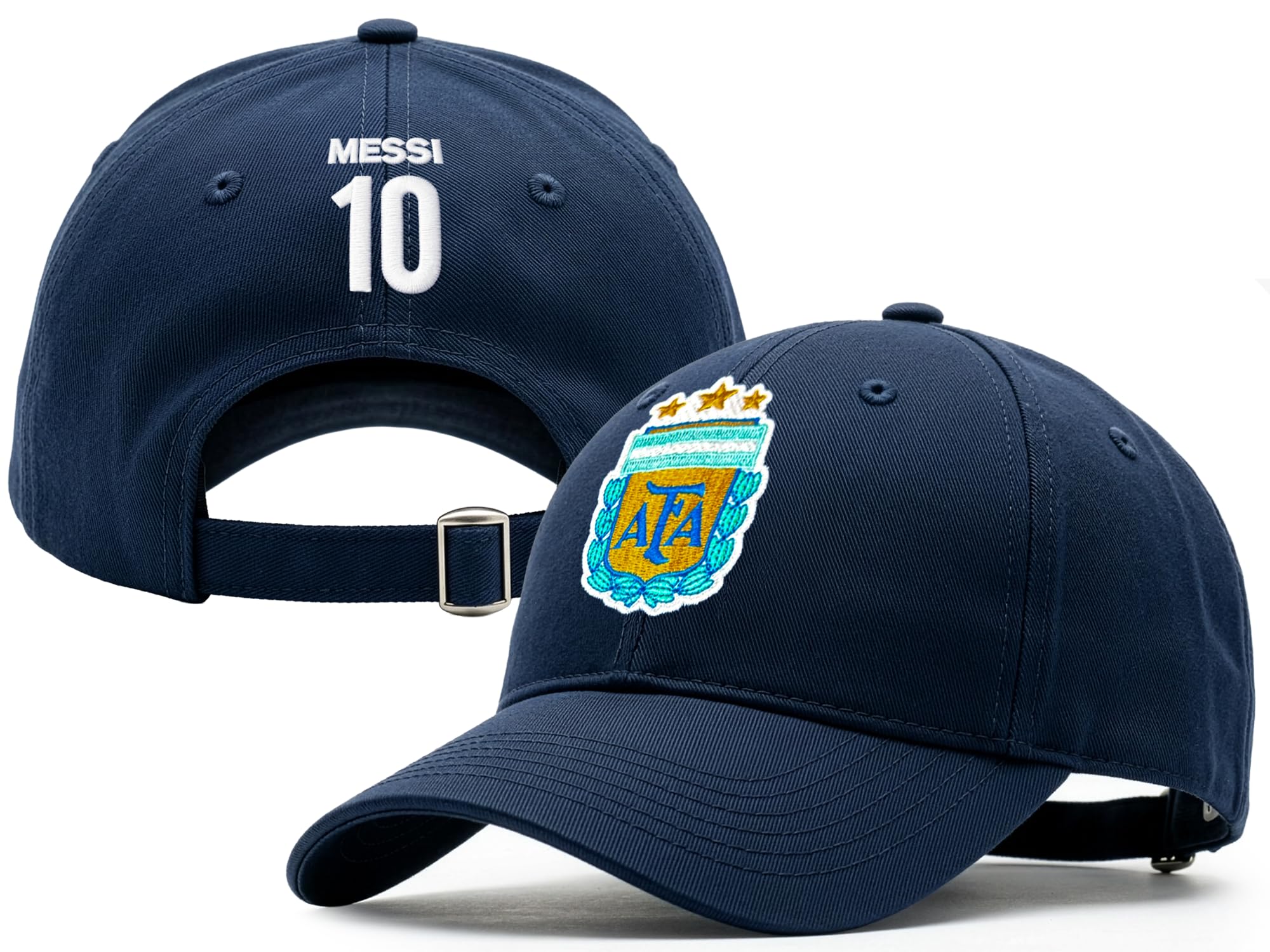 Officially Licensed Argentina AFA Messi #10 Baseball Cap β Adjustable Buckle Strap β Embroidered AFA Crest & Messi #10 Back