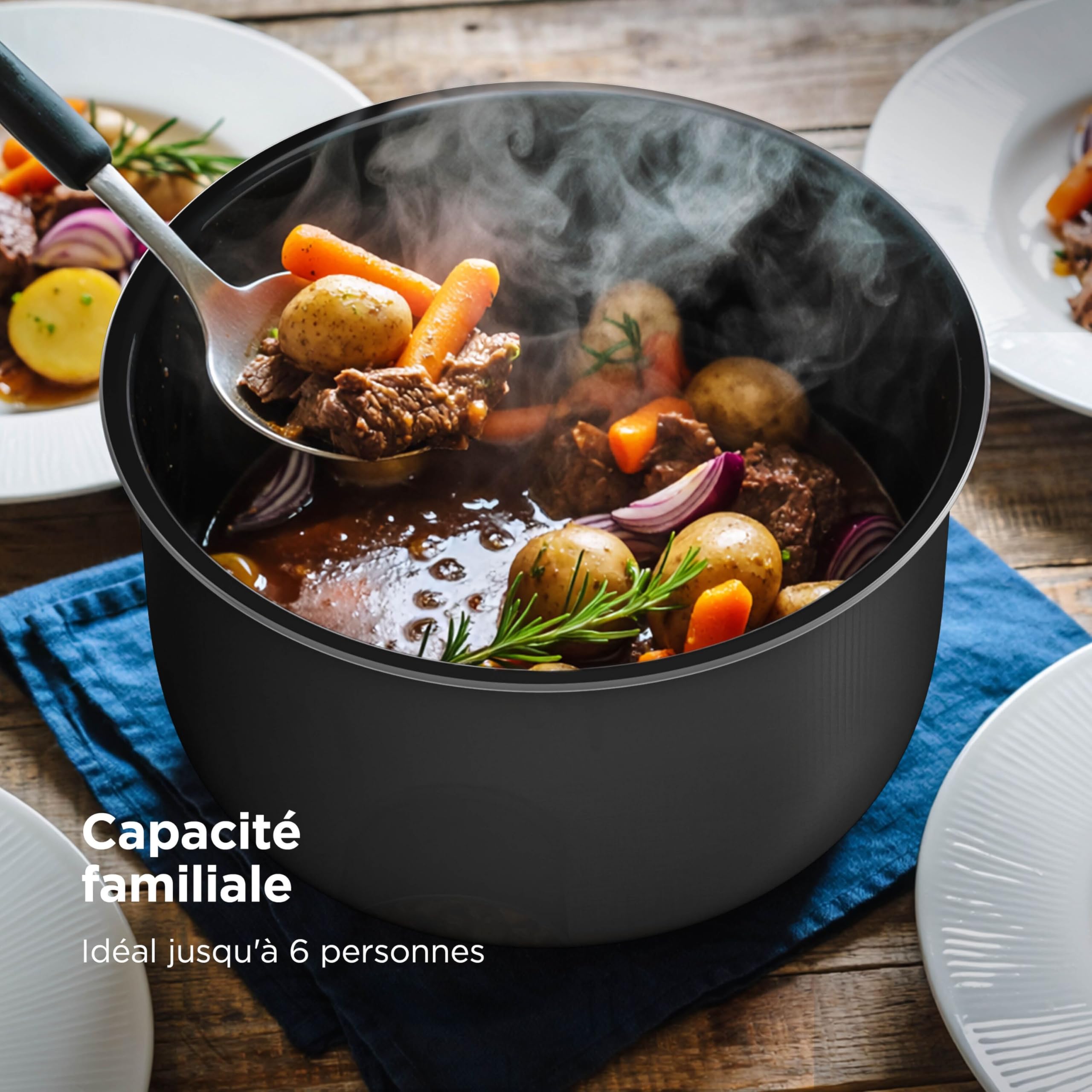 Ninja HyperHeat Autocuiseur Électrique, Mijoteuse, Cuiseur à Riz 9-en-1 de 6 l avec Grille de Cuisson Vapeur et Cuve de Cuisson Amovible Lavable au Lave-Vaisselle, Pour le yaourt, le Riz, Noir PC201EU